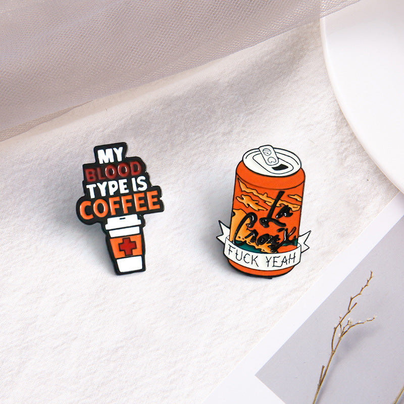 Aleación de la aleación al por mayor El café eslogan es mi broche de sangre